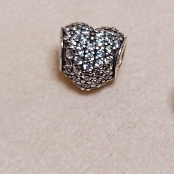 PANDORA Clear Pave Heart Charm Sterling Silver - Picture 7 of 7